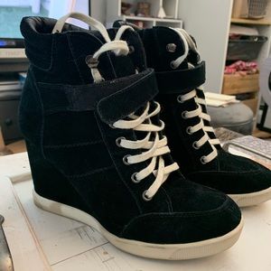 Steve Madden LLEVE Black Lace Up Wedge Sneakers